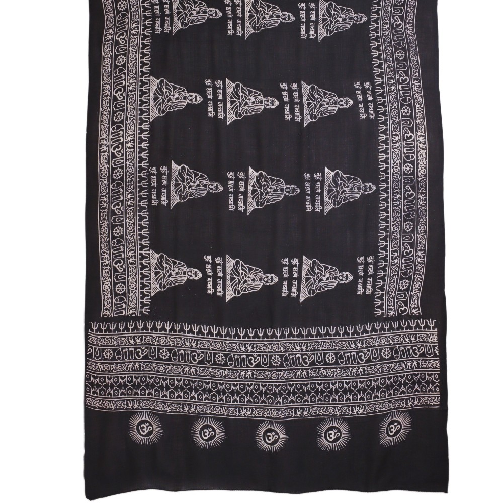 Prabhuji Meditation Yoga Prayer Shawl - Buddha - Black Large Prabhuji Meditation Yoga Prayer Shawl - Buddha - Black Large
