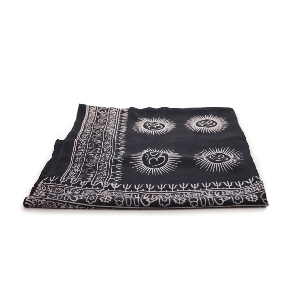 Prabhuji Meditation Yoga Prayer Shawl - Mantra Om - Black Large Prabhuji Meditation Yoga Prayer Shawl - Mantra Om - Black Large