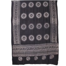 Prabhuji Meditation Yoga Prayer Shawl - Mantra Om - Black Large