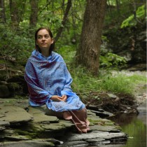 Prabhuji Meditation Yoga Prayer Shawl - Maha Mantra - Denim Blue Large