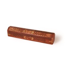 Prabhuji Incense Burner - Wooden Box with Storage - 5 Panel Jali & Flowers