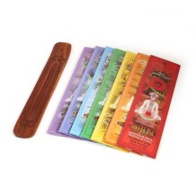 Prabhuji Incense Gift Set - Flat Burner + 7 Chakras Incense Stick in Brown Greeting Sleeve