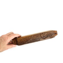 Prabhuji Decor - Wooden Mezuzah Case 9"x1.5" Peacock