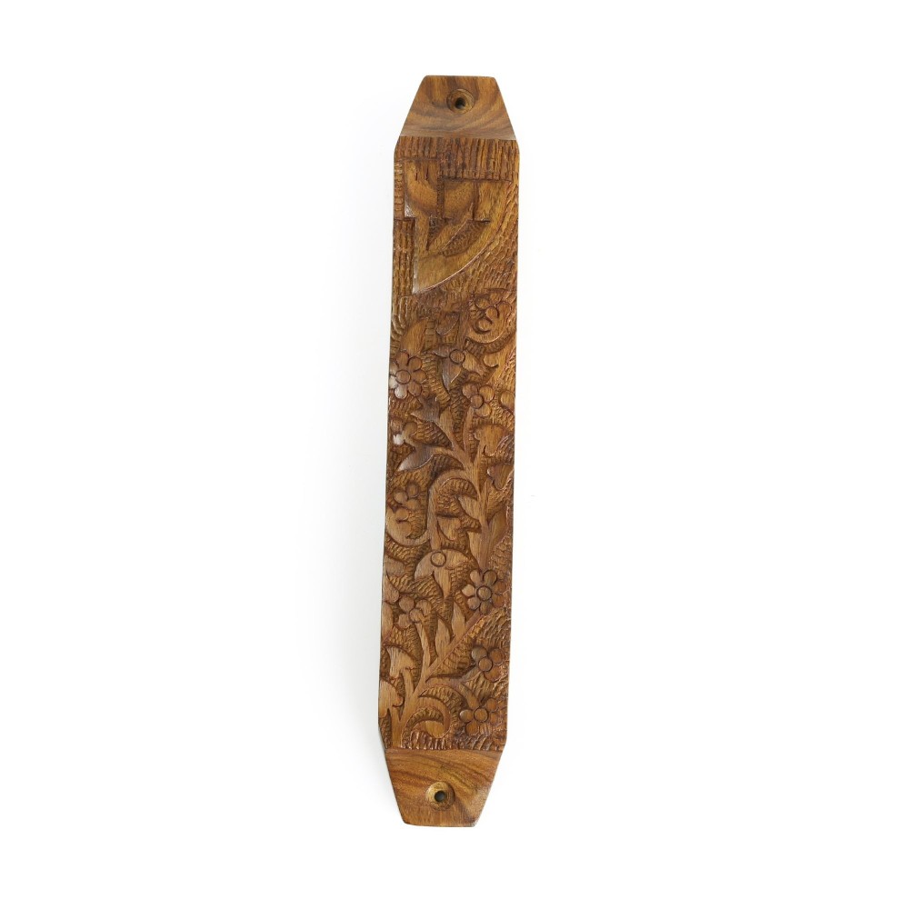Prabhuji Decor - Wooden Mezuzah Case 9"x1.5" Garden