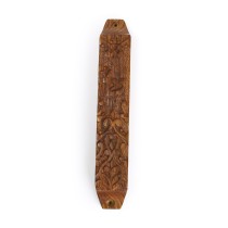 Prabhuji Decor - Wooden Mezuzah Case 9"x1.5" Ornamental