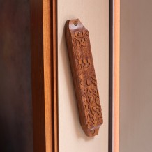 Prabhuji Decor - Wooden Mezuzah Case 9"x1.5" Ornamental