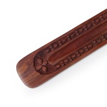 Prabhuji Incense Burner - Wooden Flat Carved Quatrefoil