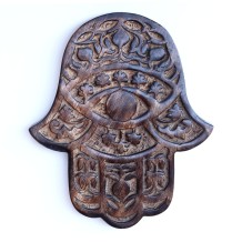 Prabhuji Decor - Wooden Hamsa - Pomegranate 7"x6"