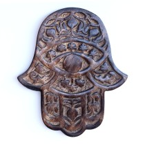 Prabhuji Decor - Wooden Hamsa - Pomegranate 7"x6"