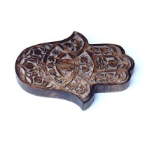 Prabhuji Decor - Wooden Hamsa - Pomegranate 7"x6"