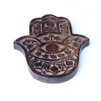 Prabhuji Decor - Wooden Hamsa - Pomegranate 7"x6"