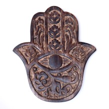 Prabhuji Decor - Wooden Hamsa - Cherry Blossom 7"x6"