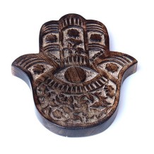Prabhuji Decor - Wooden Hamsa - Vines and Flowers 7"x6"