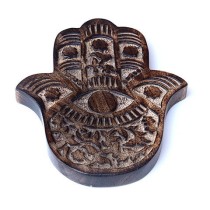 Prabhuji Decor - Wooden Hamsa - Vines and Flowers 7"x6"