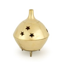 Prabhuji Burner - Brass Burner, 3 Legged Star Jali 3"Hx2.5"D