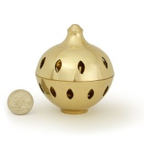 Prabhuji Burner - Brass Burner, Clear Ball 3.25"Hx3"D