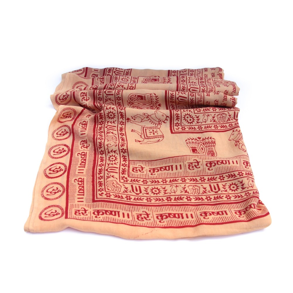 Prabhuji Meditation Yoga Prayer Shawl - Maha Mantra - Peach Large