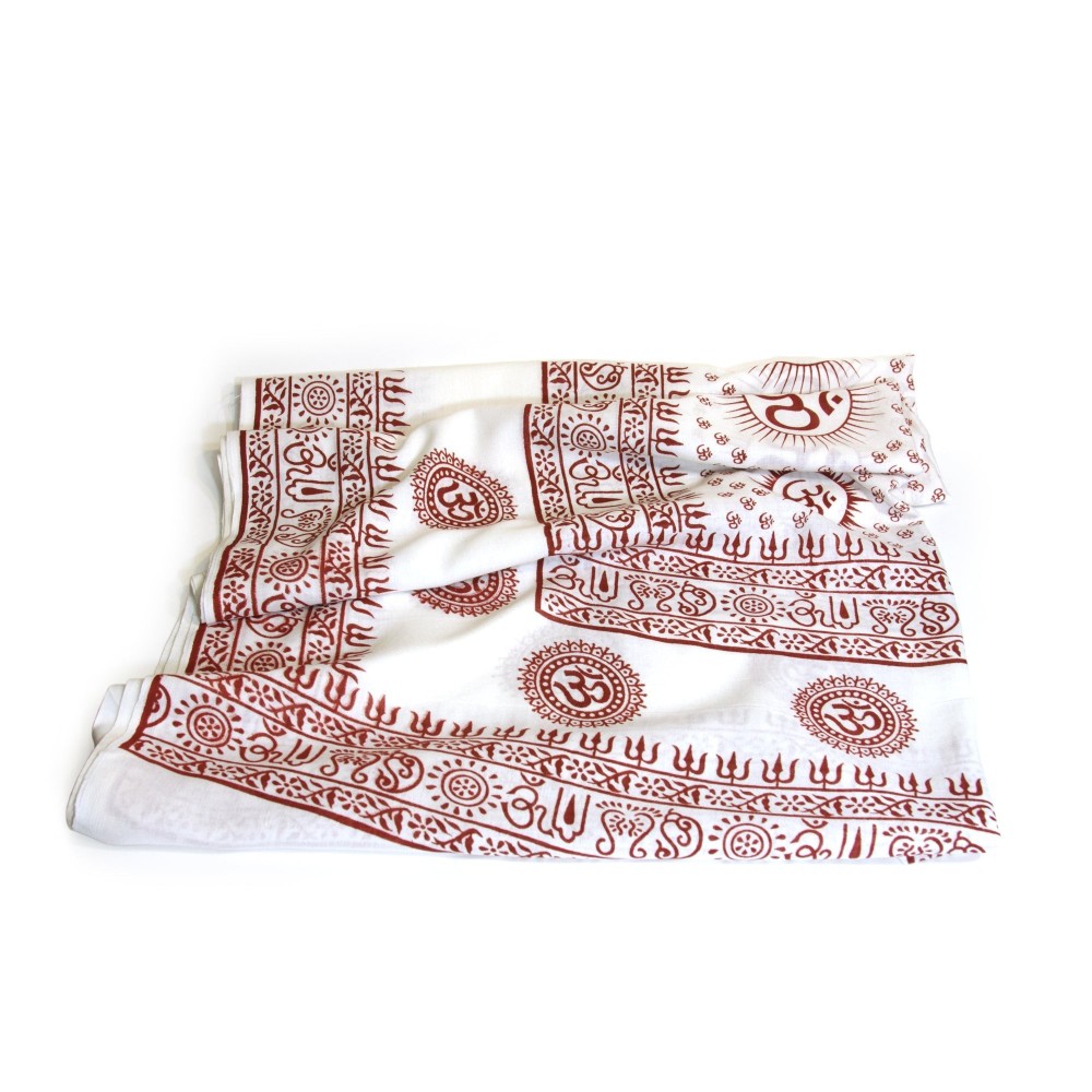 Prabhuji Meditation Yoga Prayer Shawl - Mantra Om - White Large