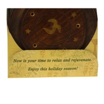 Prabhuji Incense Gift Set - Wood Round Burner + 3 Harmony Incense Sticks & Holiday Greeting (Madhumadhavi, Sehuti, Padmanjari)