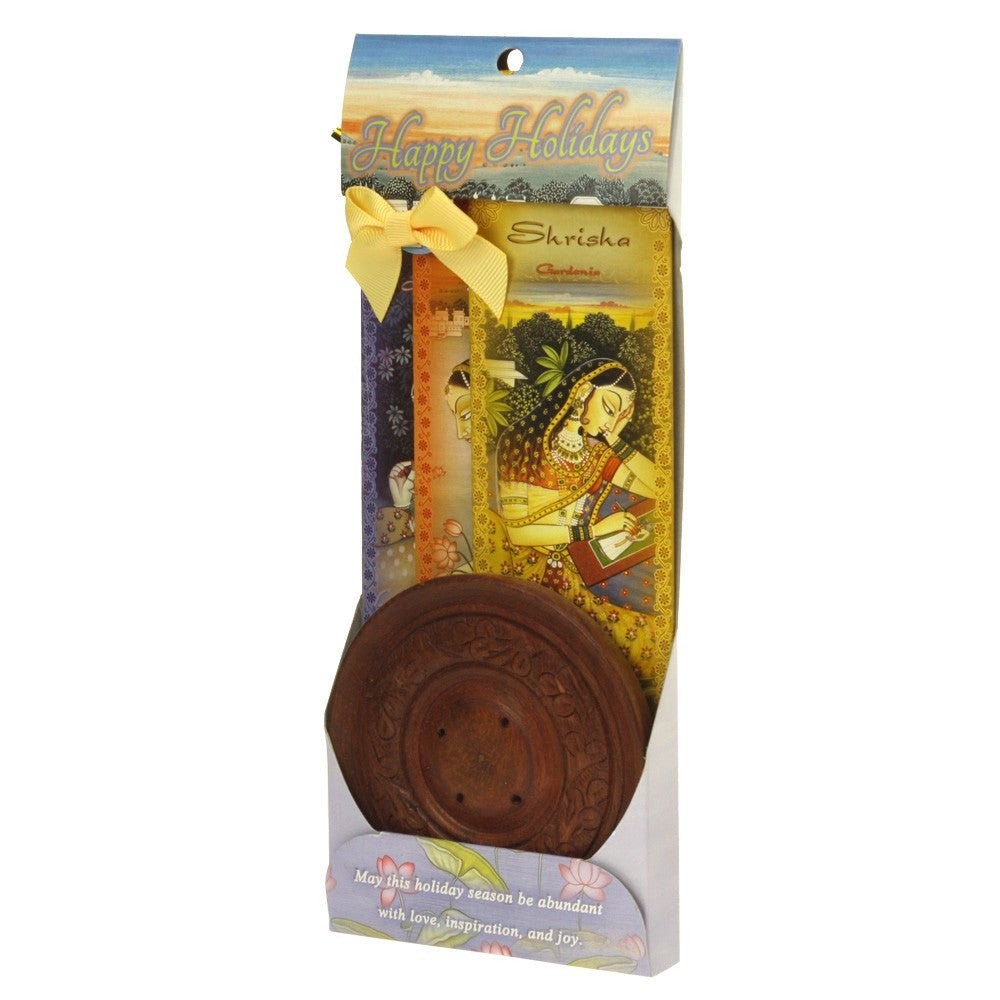 Prabhuji Round Burner + 3 Meditation Incense Sticks Packs & Holiday Greeting