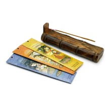 Prabhuji Incense Gift Set - Bamboo Burner + 3 Meditation Sticks Packs & Holiday Greeting - Love