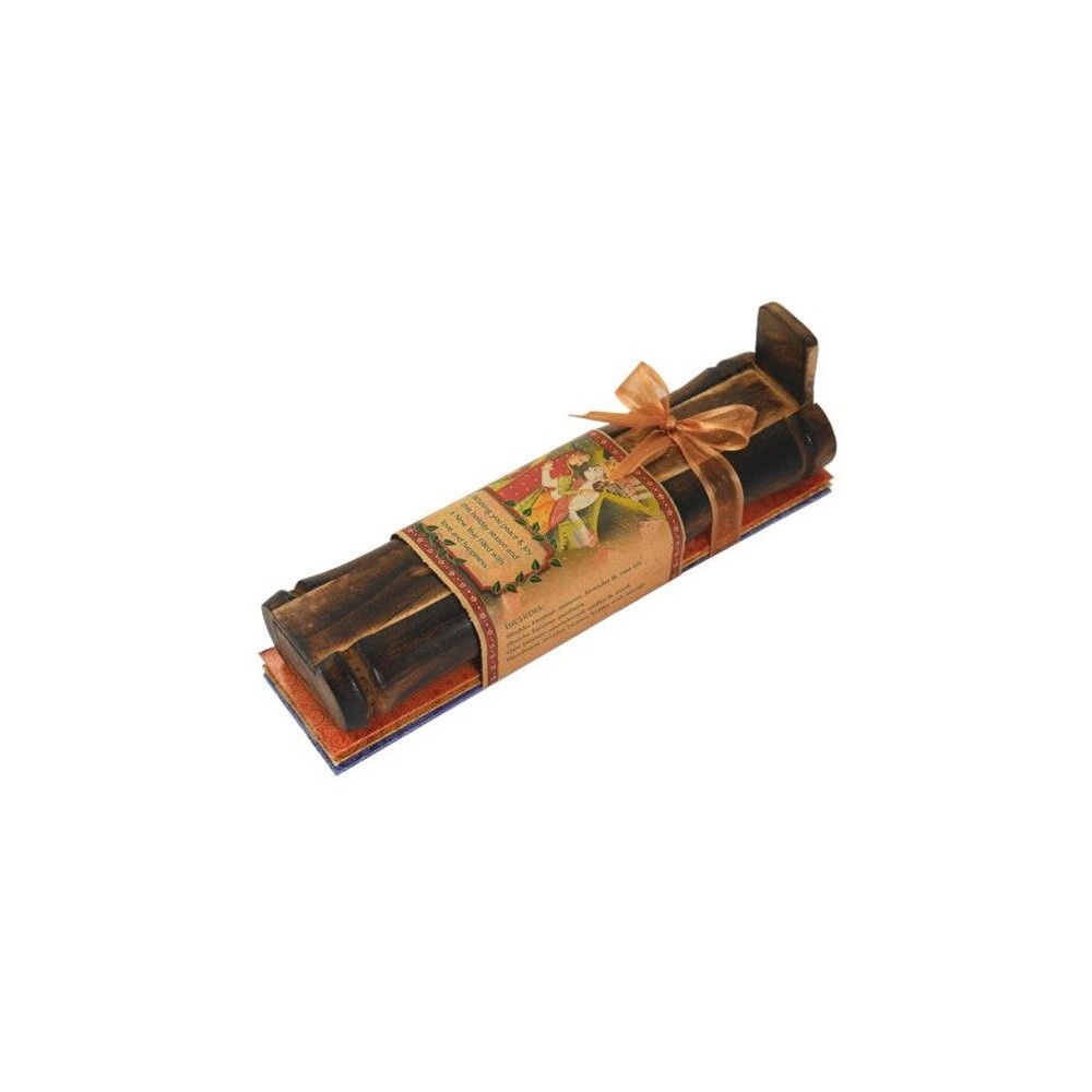 Prabhuji Incense Gift Set - Bamboo Burner + 3 Meditation Sticks Packs & Holiday Greeting - Peace
