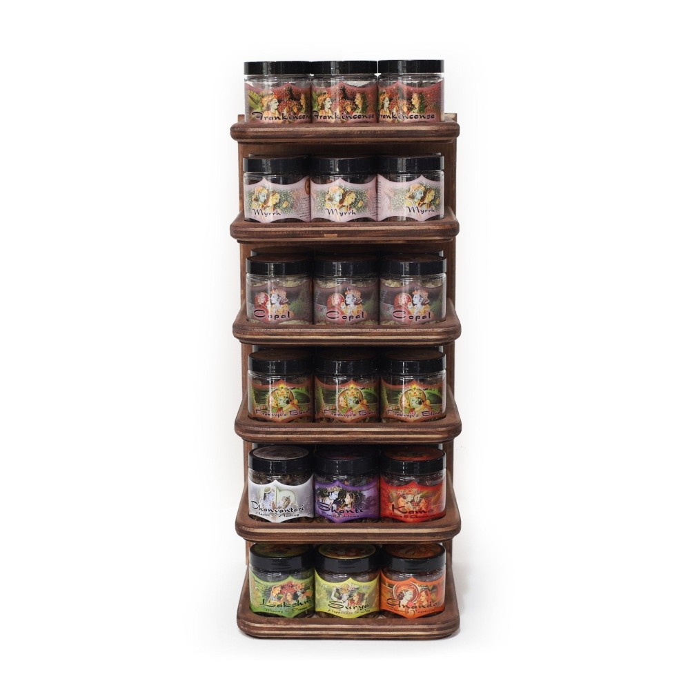 Prabhuji Display Rack - Herbal Resin Incense - Basic and Intention Lines - 36 Jars 2.4oz Prabhuji Display Rack - Herbal Resin Incense - Basic and Intention Lines - 36 Jars 2.4oz