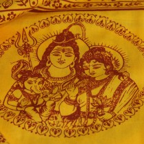 Prabhuji Meditation Yoga Prayer Shawl - Shiva, Parvati and Ganesh - Yellow Large