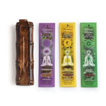 Prabhuji Incense Gift Set - Bamboo Burner + 3 Chakra Incense Sticks Packs & Greeting - Always