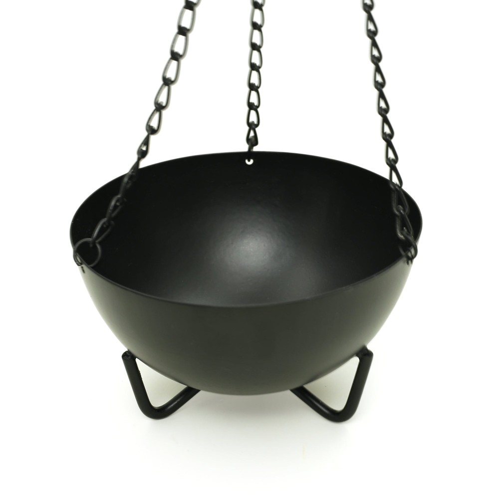 Prabhuji Burner - Hanging Black Cauldron Large