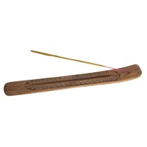 Prabhuji incense Burner - Wooden Flat Carved Feather