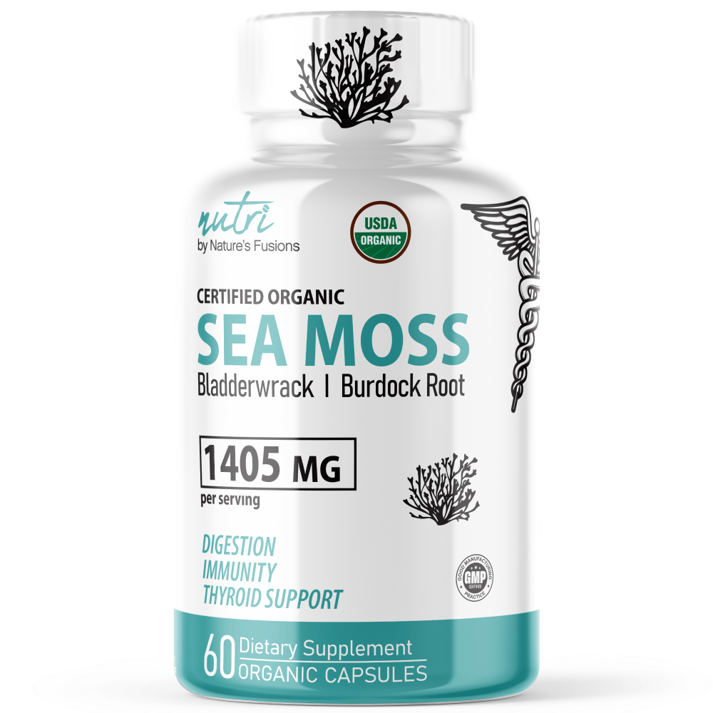 ORGANIC Sea Moss with Bladderwrack, Burdock & Black Pepper 1400mg