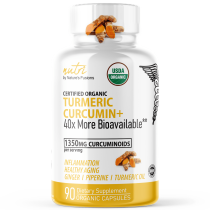 Turmeric Curcumin+ (with Ginger, Piperine & Turmeric Oil) ORGANIC - 1350mg - 90ct