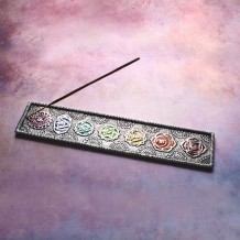 Prabhuji Incense Burner - Ornate Metal Seven Chakras - 10.75"