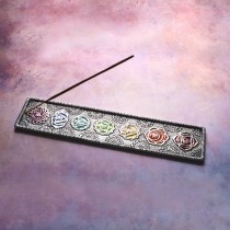 Prabhuji Incense Burner - Ornate Metal Seven Chakras - 10.75"