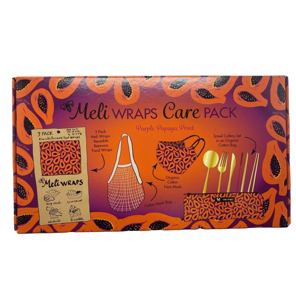 Meli Wraps Care Collection~Purple Papaya Print case of 4 Meli Wraps Care Collection~Purple Papaya Print case of 4