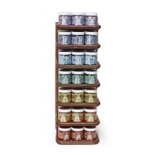 Prabhuji Wholesale Opening Bundle - Herbal Resin Incense - Display Rack with 7-Chakra Line 2.4 oz (68g) Jars - 42 Packs