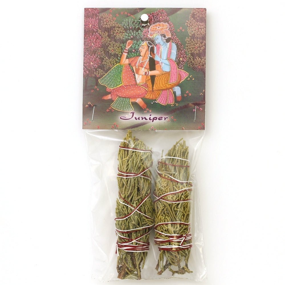 Prabhuji Smudging Herbs - Juniper Smudge Stick -  2 mini Bundles 4"
