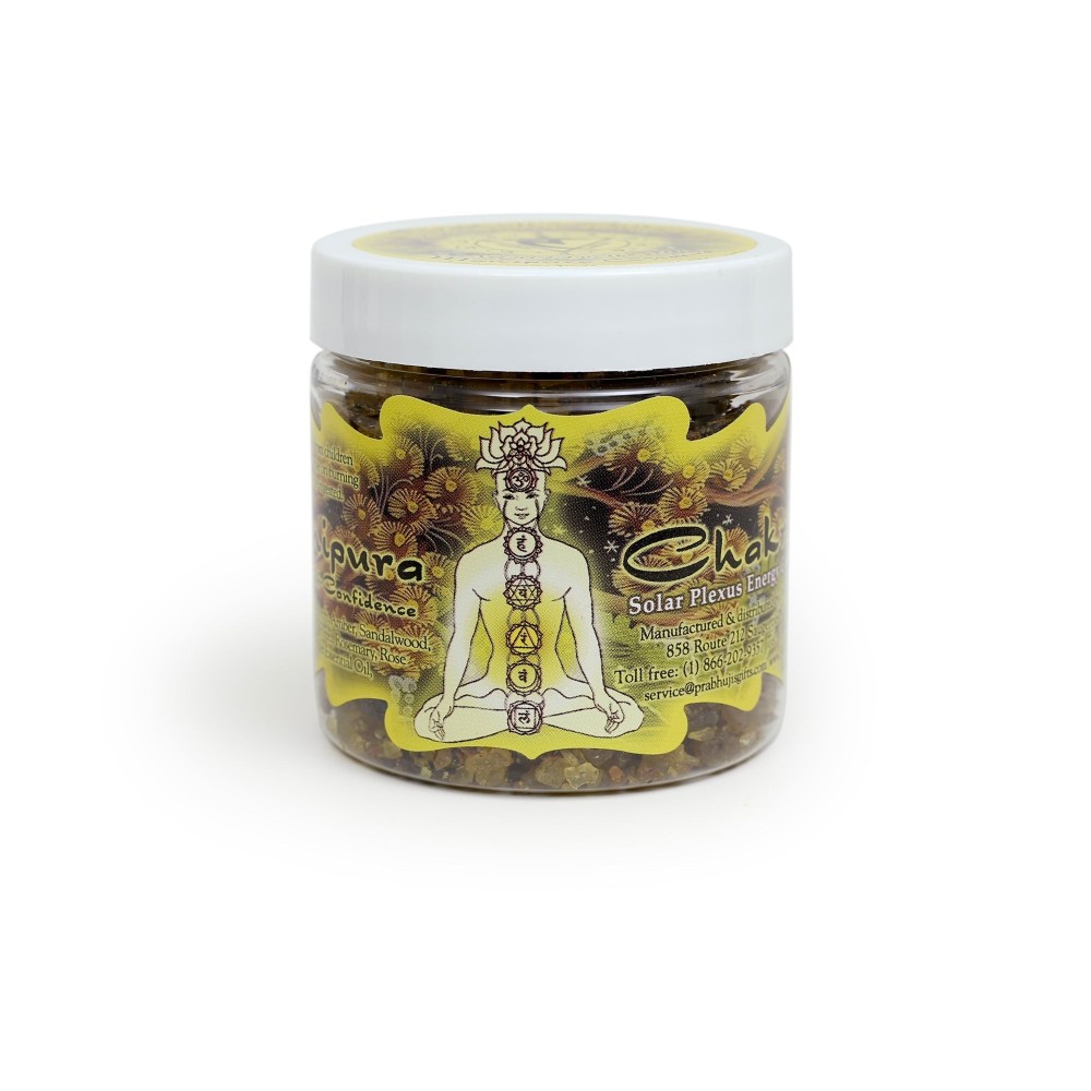 Prabhuji Resin Incense Solar Plexus Chakra Manipura - Self-confidence and Transformation - 2.4oz jar