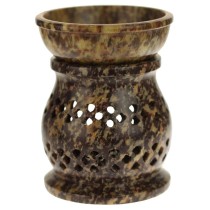 Prabhuji Oil Diffuser - Natural Soapstone Oil Burner Jali 4"