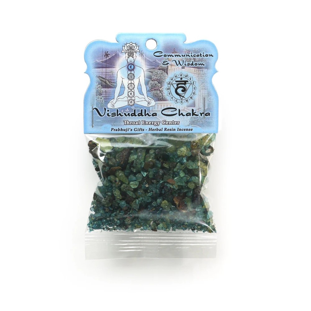 Prabhuji Resin Incense Throat Chakra Vishuddha - Communication and Responsibility - 1.2oz bag