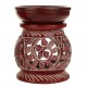Prabhuji Oil Diffuser - Red Soapstone Oil Burner Round leaves 4"