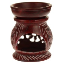 Oil Diffuser - Wholesale and Retail - Red Soapstone Oil Burner Round leaves 4"