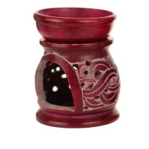 Oil Diffuser - Wholesale and Retail - Red Soapstone Oil Burner Carved 3.25"