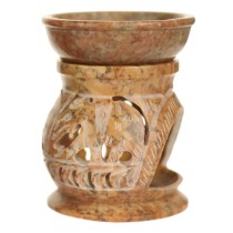 Oil Diffuser - Wholesale and Retail - Natural Soapstone Oil Burner Round Elephant 4"