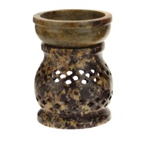 Prabhuji Oil Diffuser - Natural Soapstone Oil Burner Jali 3.25"