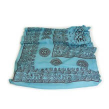 Prabhuji Meditation Yoga Prayer Shawl - Mantra Om - Turquoise Large