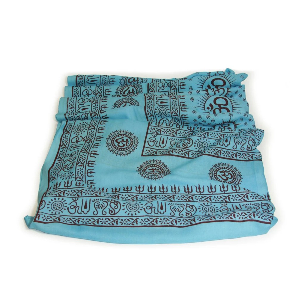 Prabhuji Meditation Yoga Prayer Shawl - Mantra Om - Turquoise Large
