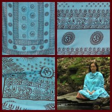 Yoga Meditation Shawl - Mantra Om - Turquoise  - Wholesale and Retail by Prabhuji's Gifts