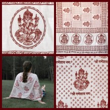 Yoga Meditation Shawl - Ganesh - White - Wholesale and Retail by Prabhuji's Gifts